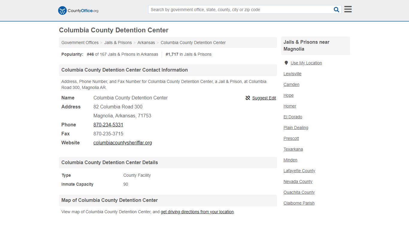 Columbia County Detention Center - Magnolia, AR (Address ...